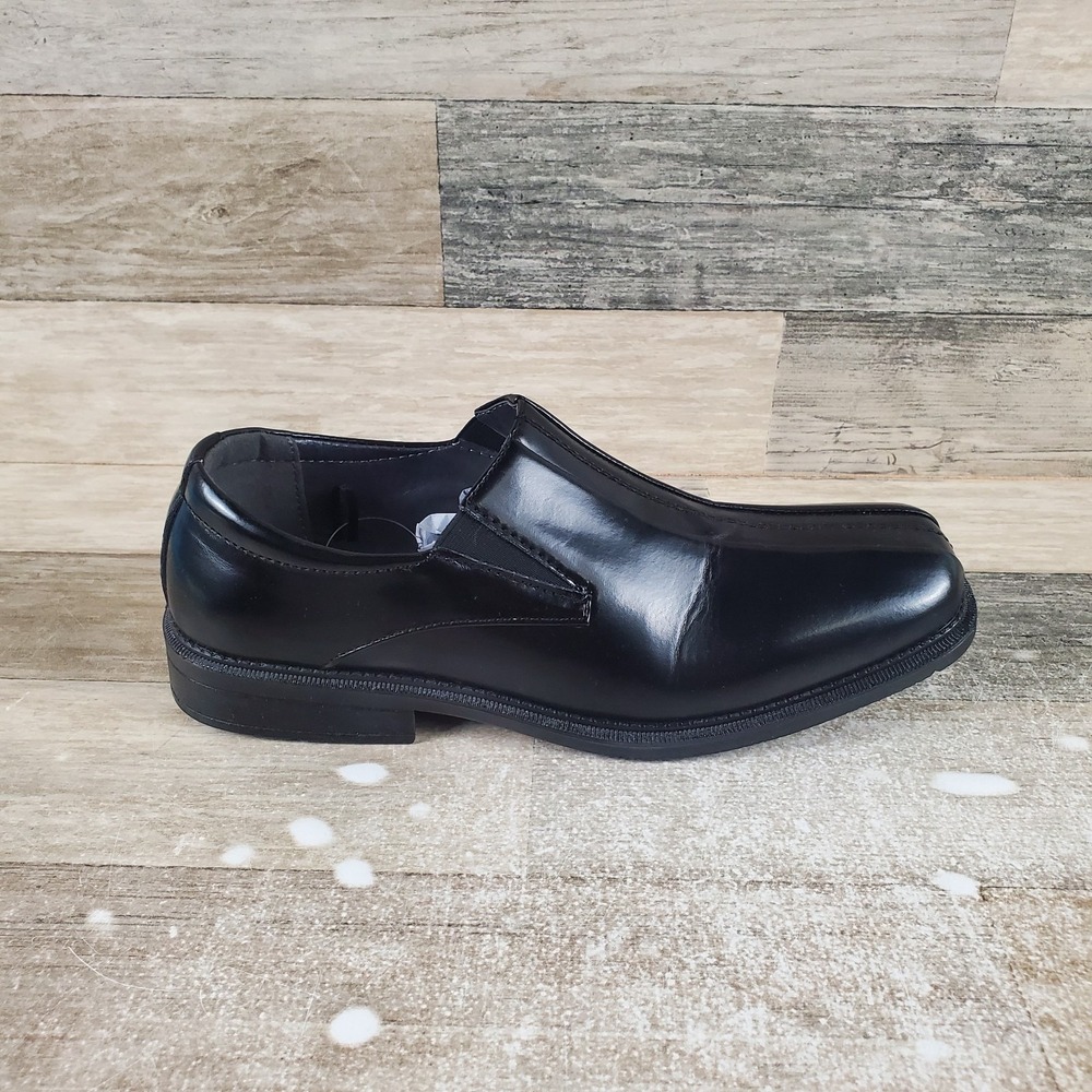 Deer Stags Wings Men Loafer Sz 6.5 M Black Leather Square Toe Slip-On Dress Shoe